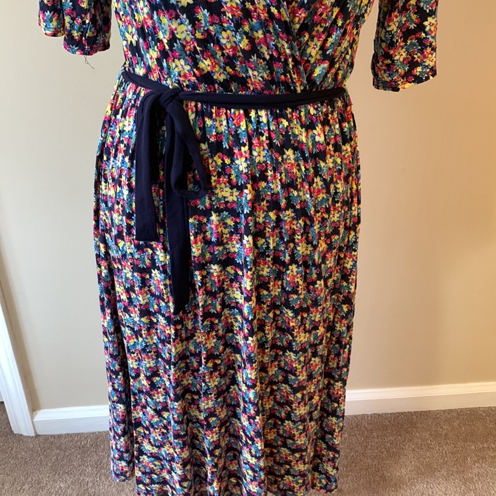 Chris & Carol Floral Half Sleeve A-Line Dress with Waist Tie Women’s Large - Picture 6 of 12
